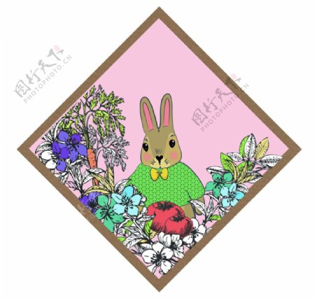 卡通手绘兔子卡片