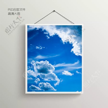 蓝天云朵摄影图无框装饰画