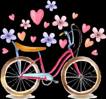 爱情主题自行车插画免抠png透明图层素材