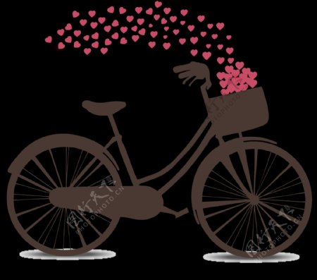 爱情主题自行车剪影免抠png透明图层素材