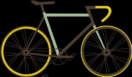 手绘黄色自行车插画免抠png透明图层素材