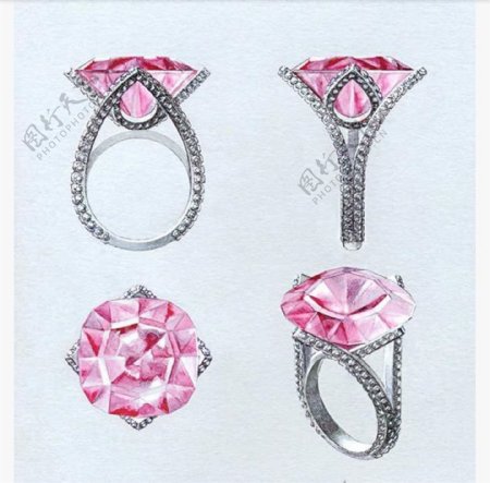 手绘粉色戒指珠宝图片素材