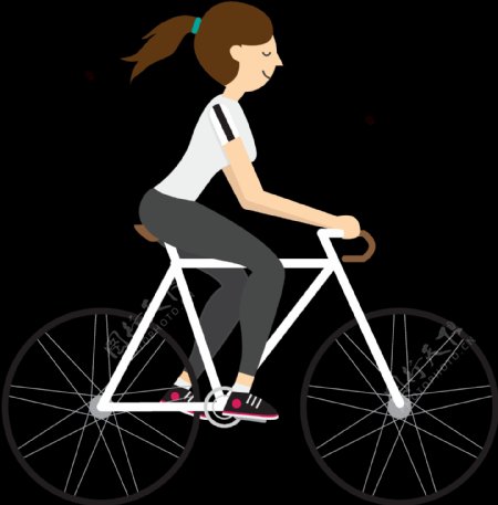 女人骑自行车插画免抠png透明图层素材
