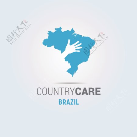 手剪影巴西地图标志