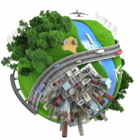 城市绿化地球模型图片