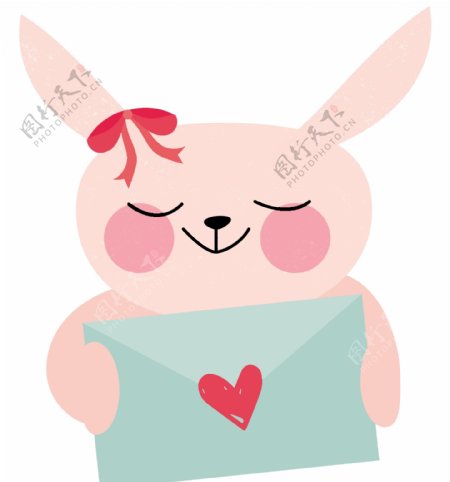 兔子高清卡通手绘爱心情侣动物矢量素材