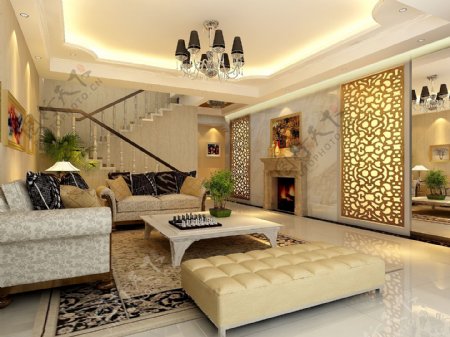 客厅装饰沙发茶几室内设计
