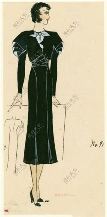 欧式黑色连衣裙设计图
