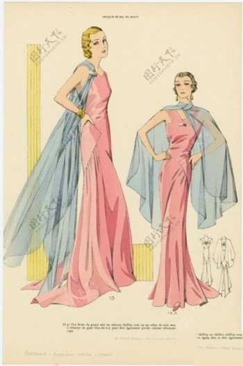 欧式粉色长裙设计图
