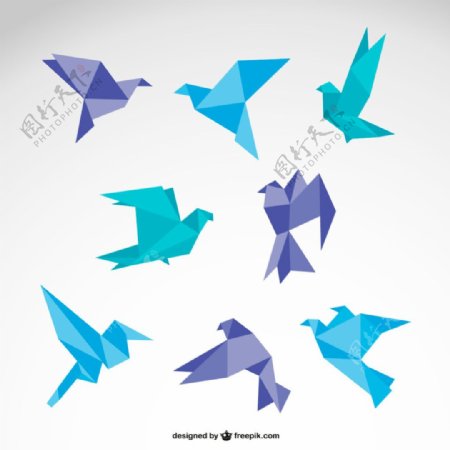 矢量折纸鸟类图形素材
