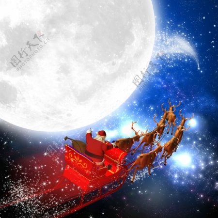 驾着麋鹿车的圣诞老人图片