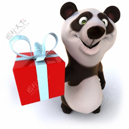 捧着礼物的熊猫图片