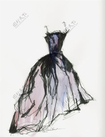 黑色吊带蕾丝裙设计图