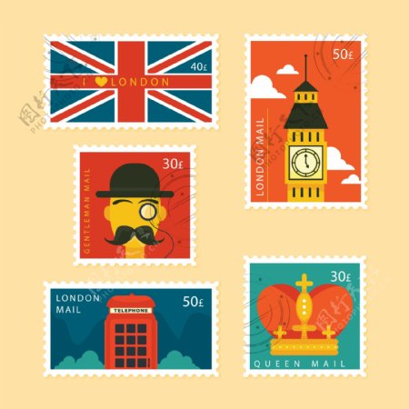 英国风情邮票