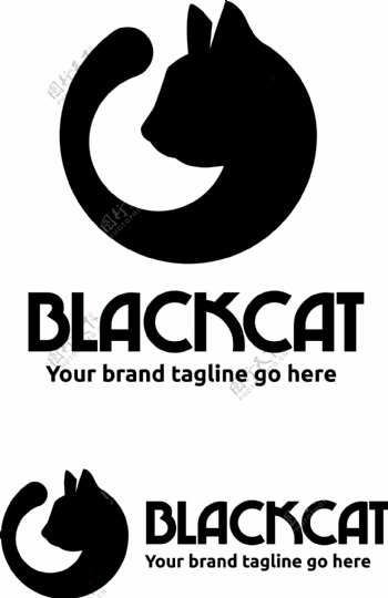 黑猫标志设计矢量素材下载