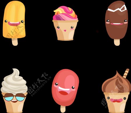 彩色卡通风格冰淇淋免抠png透明图层素材