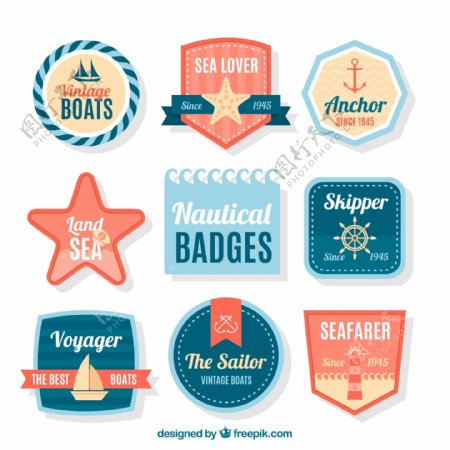 8款创意航海标志标签矢量素材