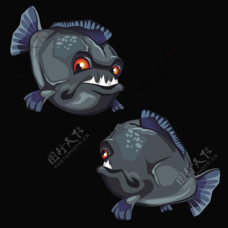 手绘个性怪异的两只鱼