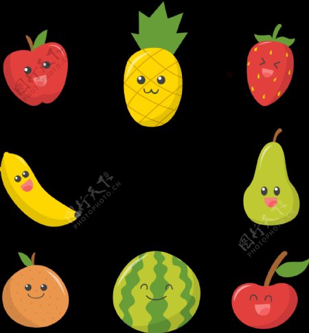 各种可爱水果插画免抠png透明图层素材