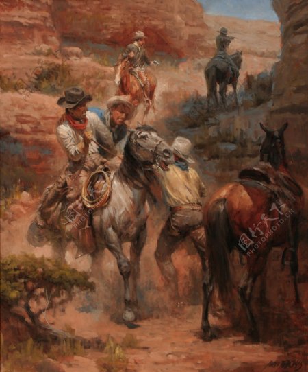 马匹和伤员油画图片