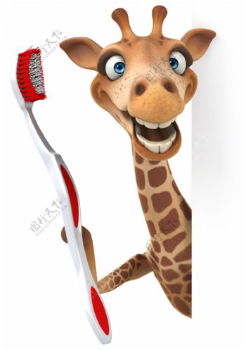 长颈鹿与牙刷图片