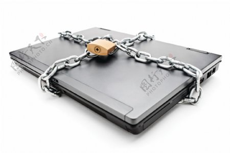 锁链子与笔记本电脑图片