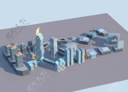 MAX高层建筑群3D模型图