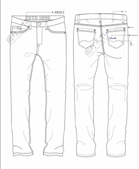 休闲长裤设计图