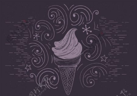 线性手绘冰淇凌