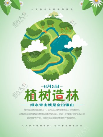 植树造林世界环境日环保宣传海报