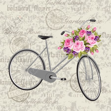 浪漫自行车插画