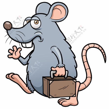 提着皮箱的卡通老鼠