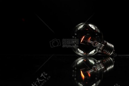 灯玻璃灯球泡灯黑色反射理念灯泡电力电子