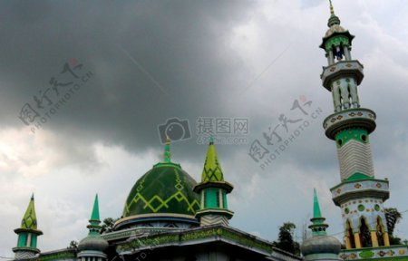 绿颜色的清真寺