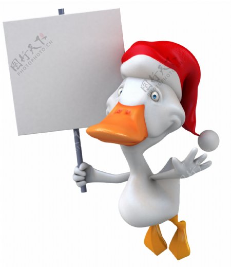 举着白板的圣诞鸭子图片