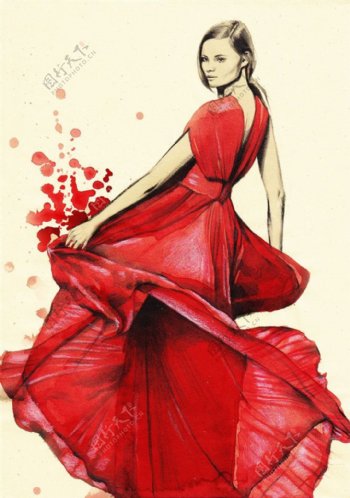 红色长裙礼服