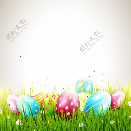 草地上的彩蛋复活节海报矢量