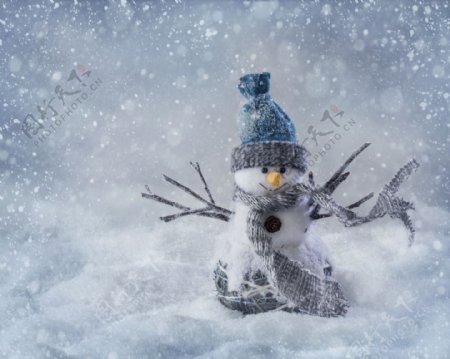 雪地里的可爱雪人图片