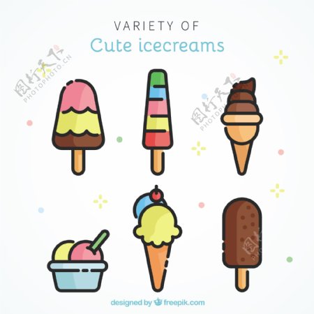 各种彩色冰淇淋插图矢量素材