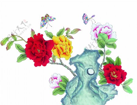 花卉蝴蝶装饰画图片