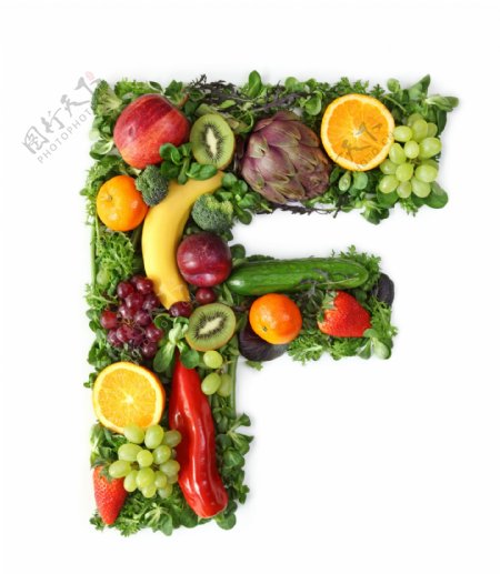 蔬菜水果组成的字母F