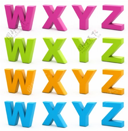 彩色字母立体字
