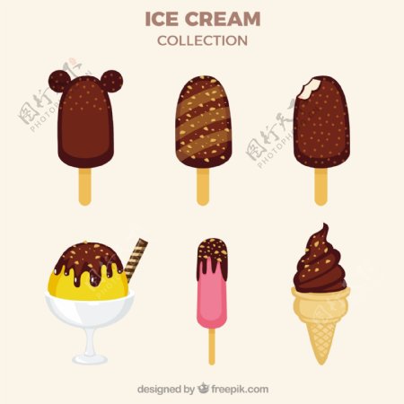 各种巧克力冰淇淋雪糕插图矢量素材