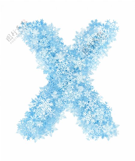 雪花组成的字母x