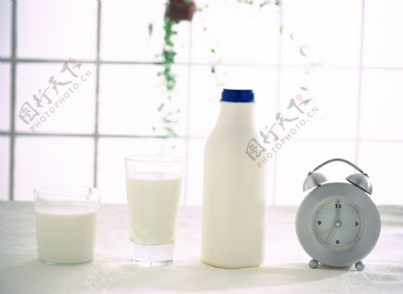 牛奶与闹表图片