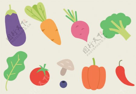 扁平化手绘蔬菜