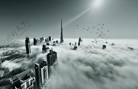 云雾中国的迪拜图片