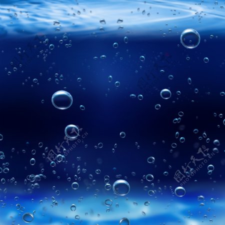 蓝色水底与泡泡图片素材