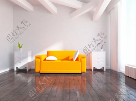 时尚橙色沙发简洁设计
