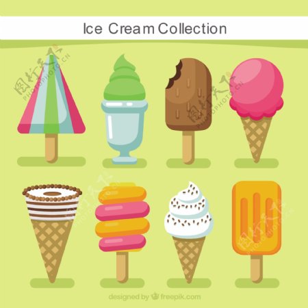 彩色冰淇淋图标平面设计素材